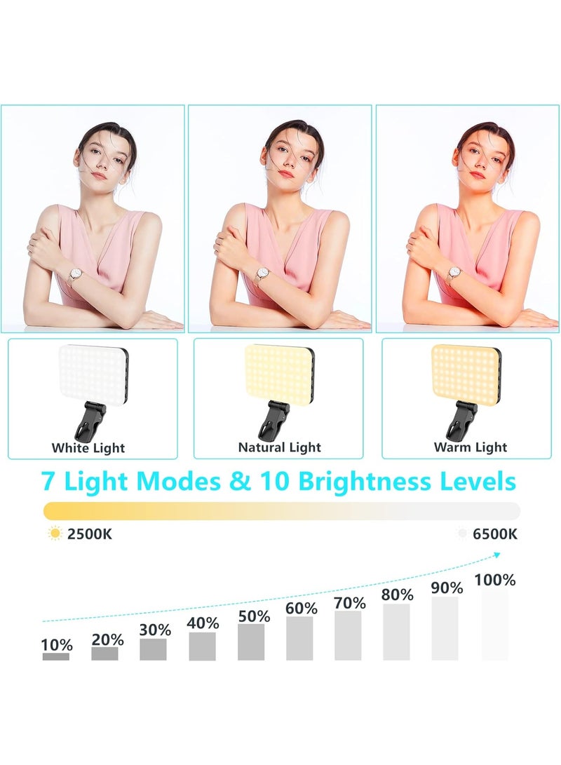 ضوء سيلفي ، 60 LED 2200mAh قابل لإعادة الشحن الهاتف الخلوي ملء ضوء 7 أوضاع ، سطوع 10 مستوى ، مقطع محمول على ضوء الهاتف / اللوح / الكمبيوتر المحمول ، مكياج مكالمة فيلم فيلم TikTok ملء ضوء - Image 5